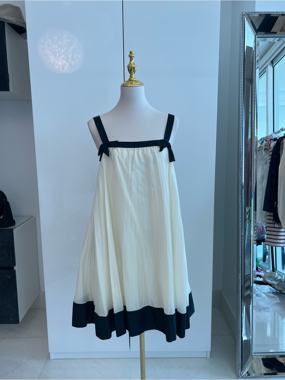 VTG Y2K Diane von Furstenberg DVF Silk Blend Josun Babydoll Dress Ivory Black